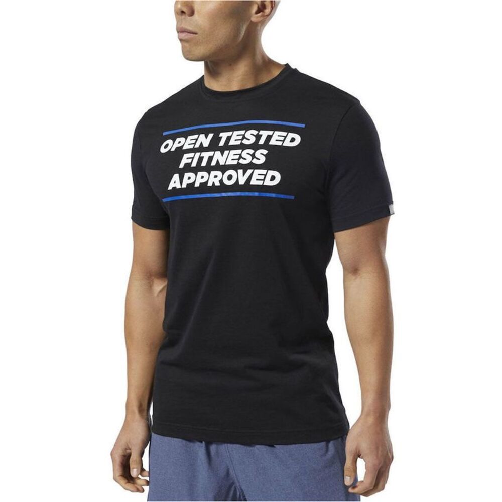 Reebok Mens Open Tested Fitness Approved 2019 Graphic T-Shirt, Black, S, DM